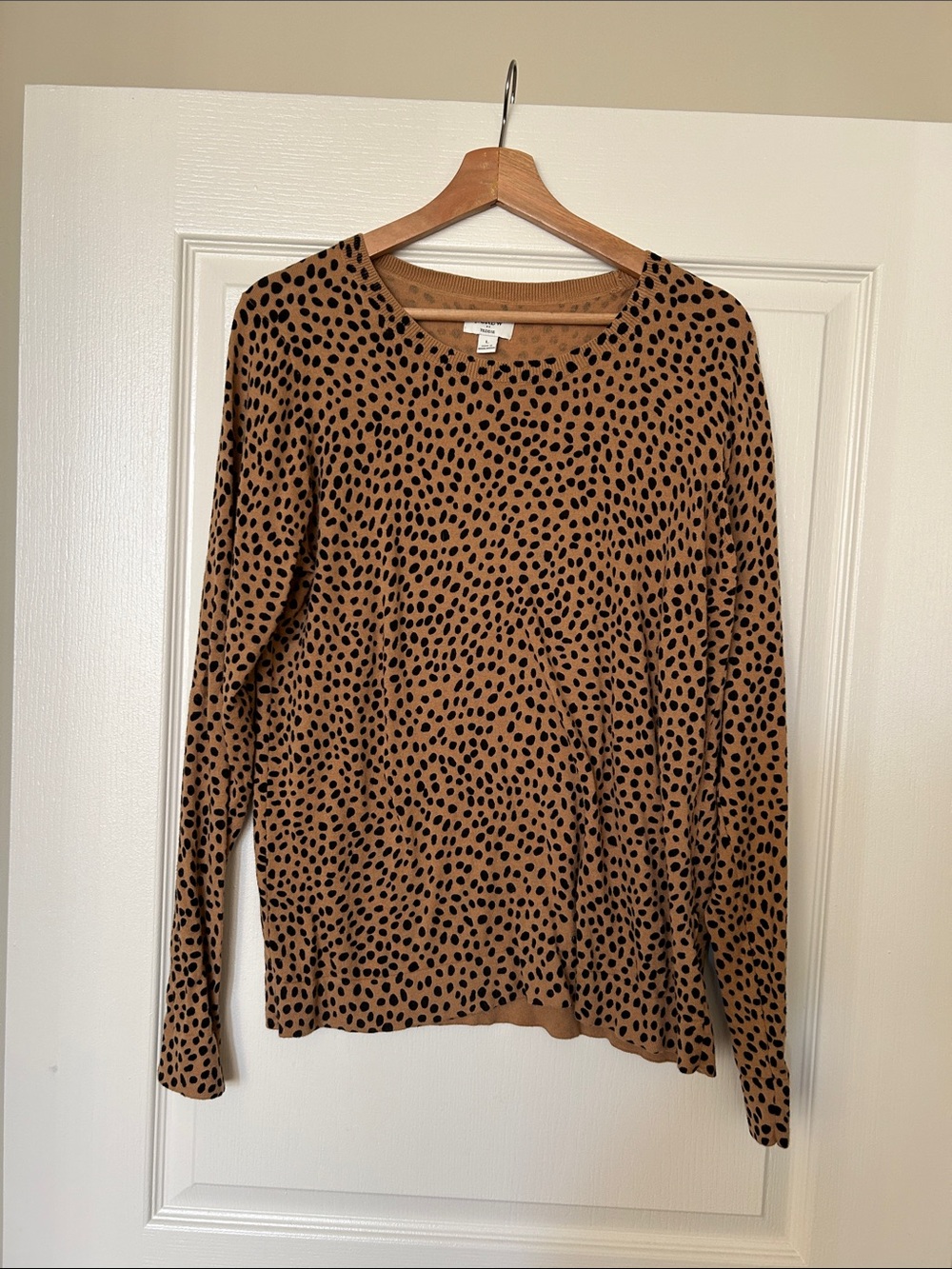 J. Crew Brown Long Sleeve Cheetah Print Teddie Sweater Size L
